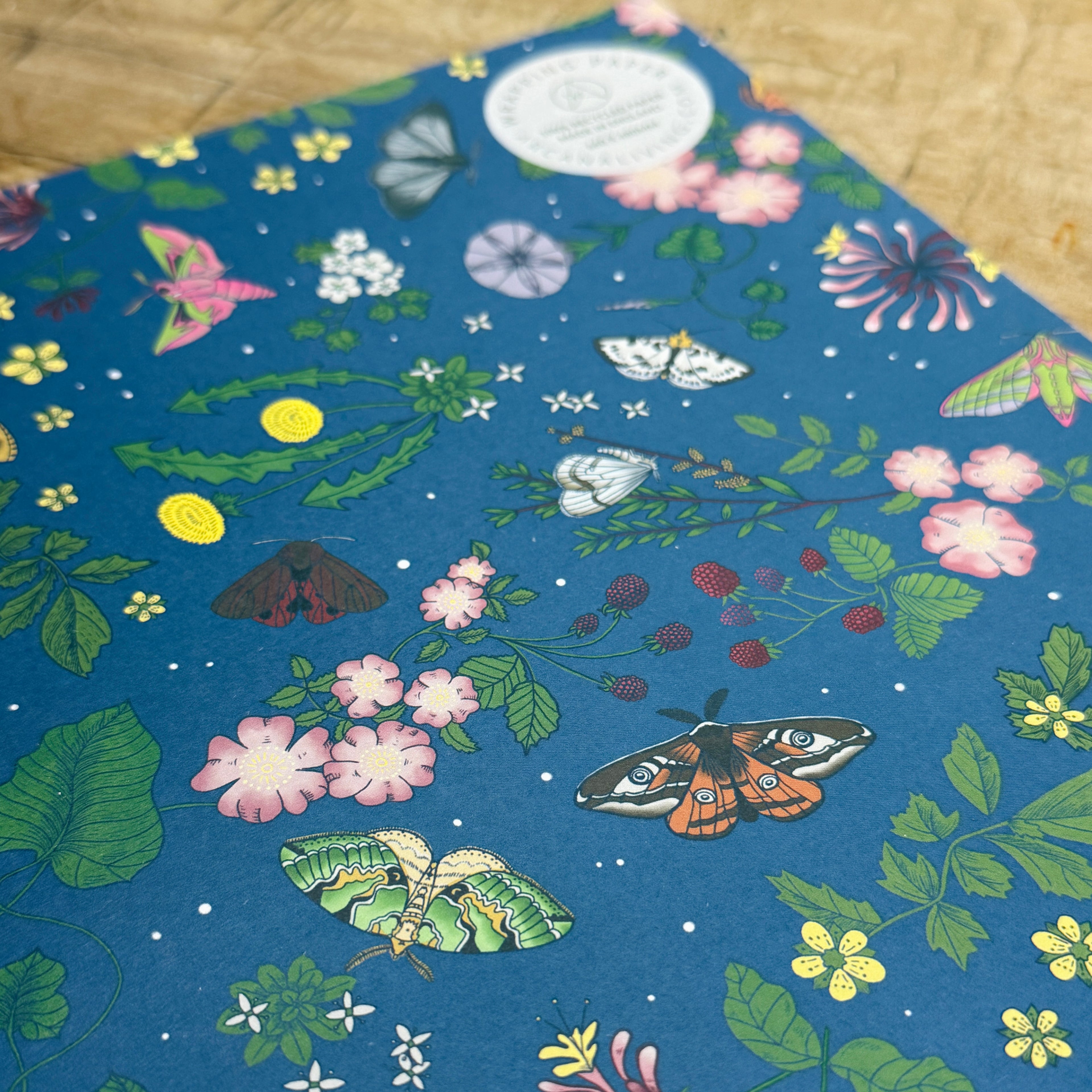 Night Garden Premium Recycled Wrapping Paper Set with Washi Tape