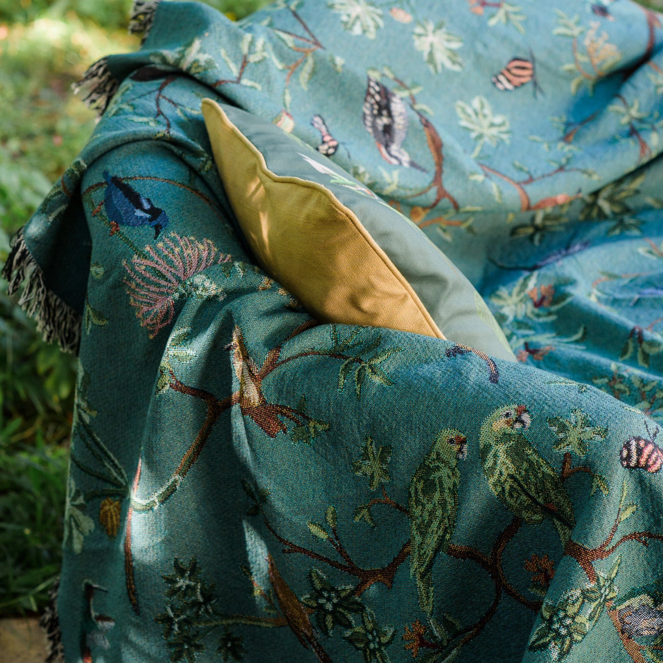 Forest Flight Gold Cushion Cover