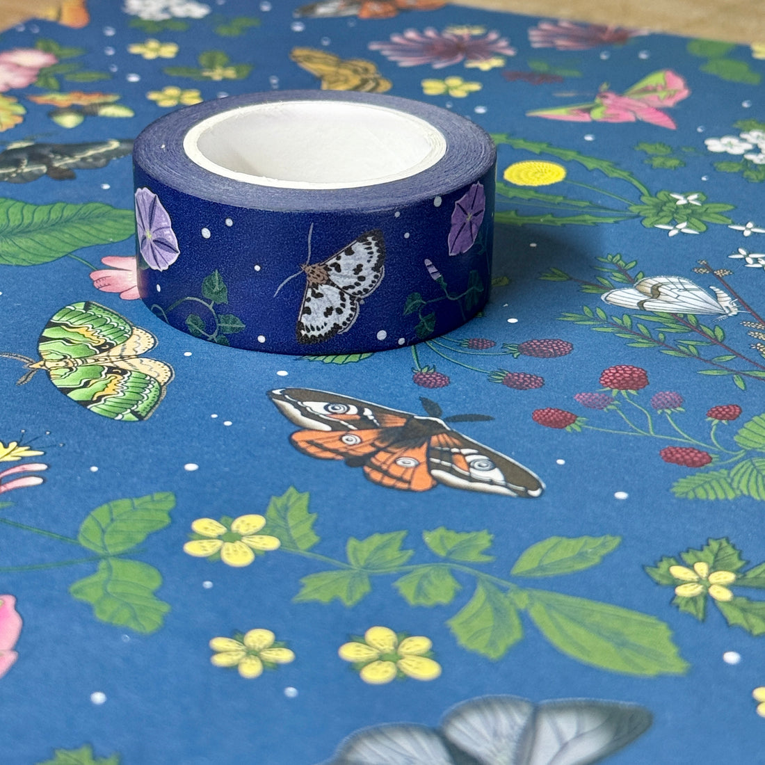 Night Garden Premium Recycled Wrapping Paper Set with Washi Tape