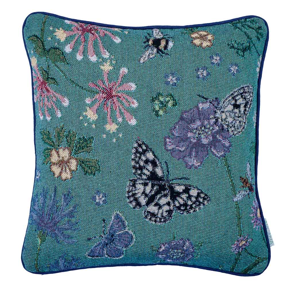 Pollination Bloom Jade Woven Cushion Cover