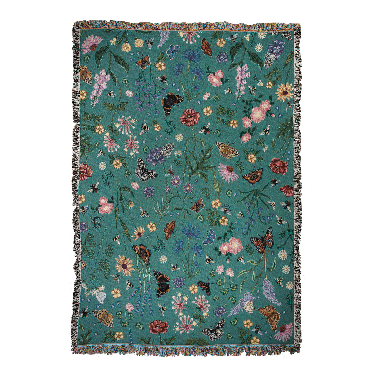 product picture of Pollination Bloom blanket from Arcana with butterflies and summer flowers motif
