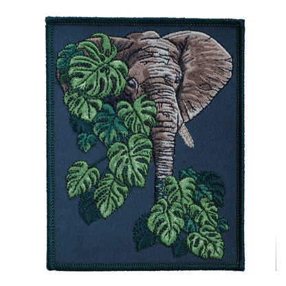 Elephant and Monstera Leaf Embroidered Patch from WildloreFromArcana