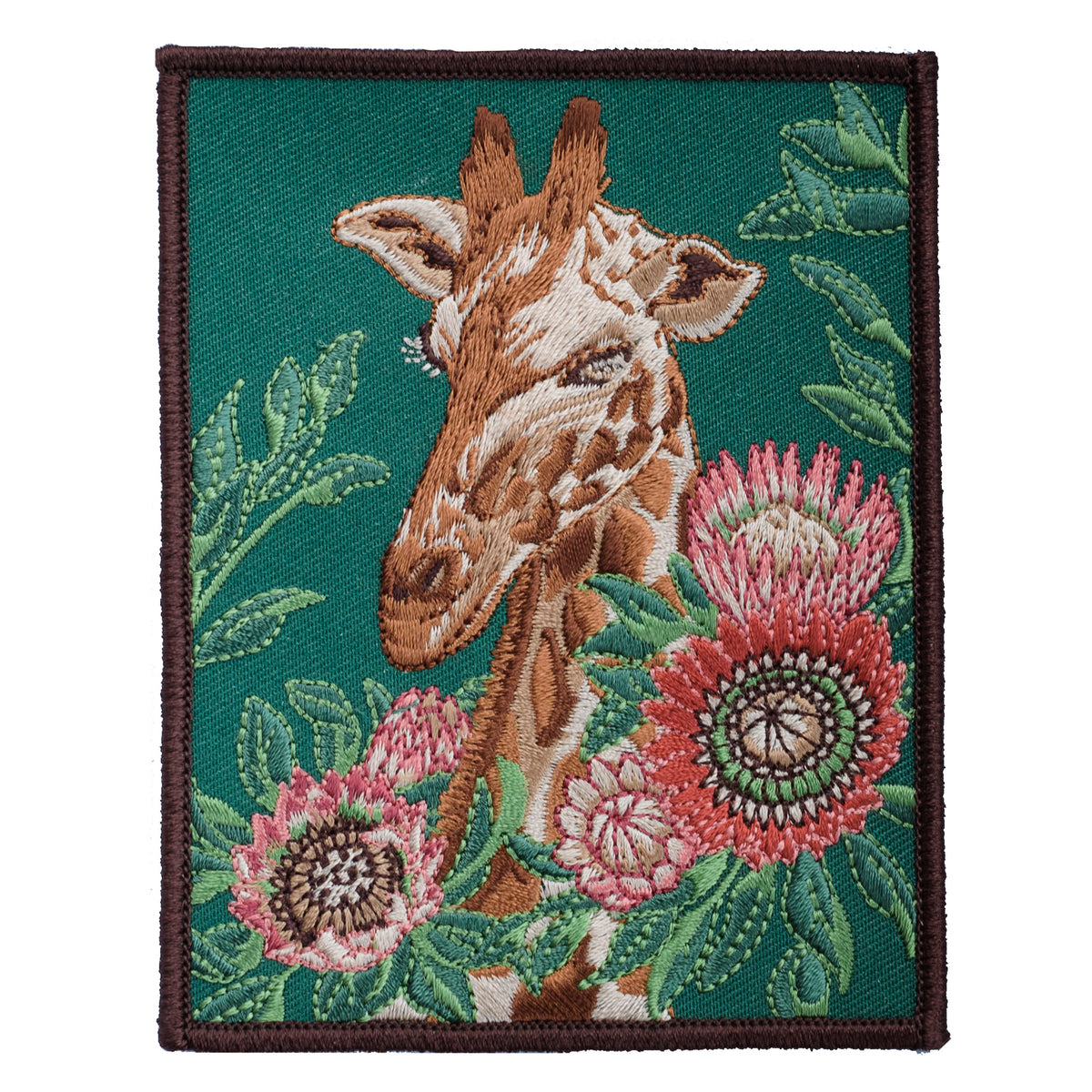Giraffe and Protea Embroidered Patch – Arcana