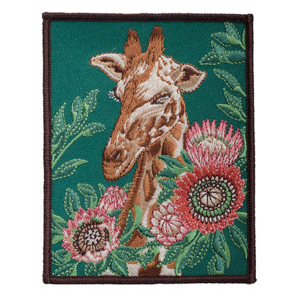 Detail of Giraffe and Protea Flower Embroidered Patch from WildloreFromArcana