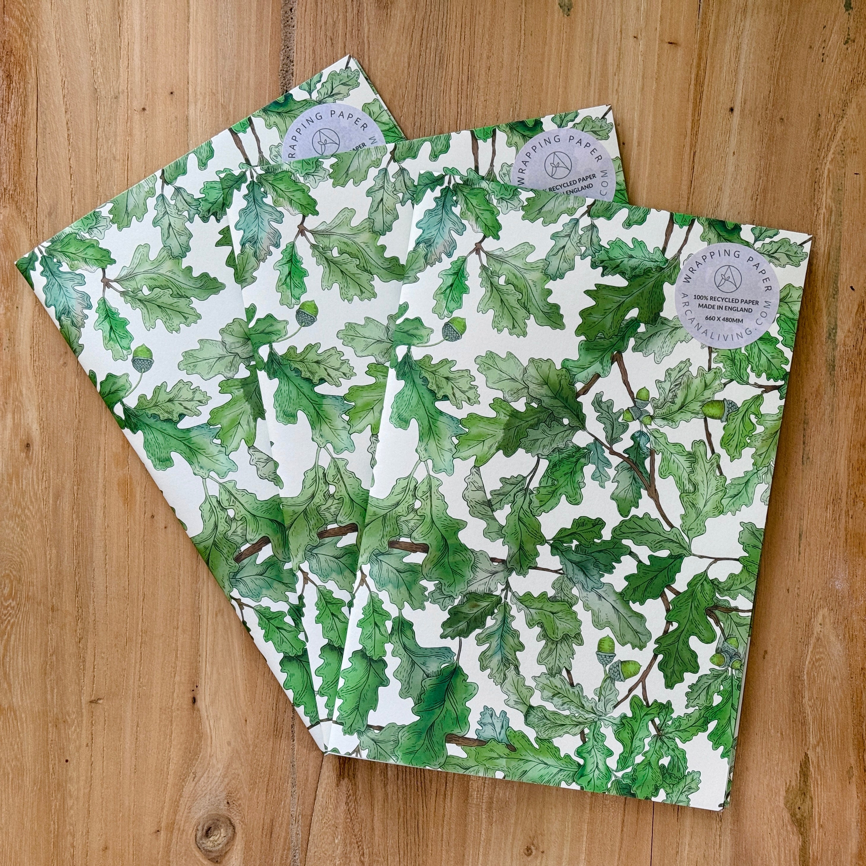 Wild Oak Premium Recycled Wrapping Paper Set – Arcana