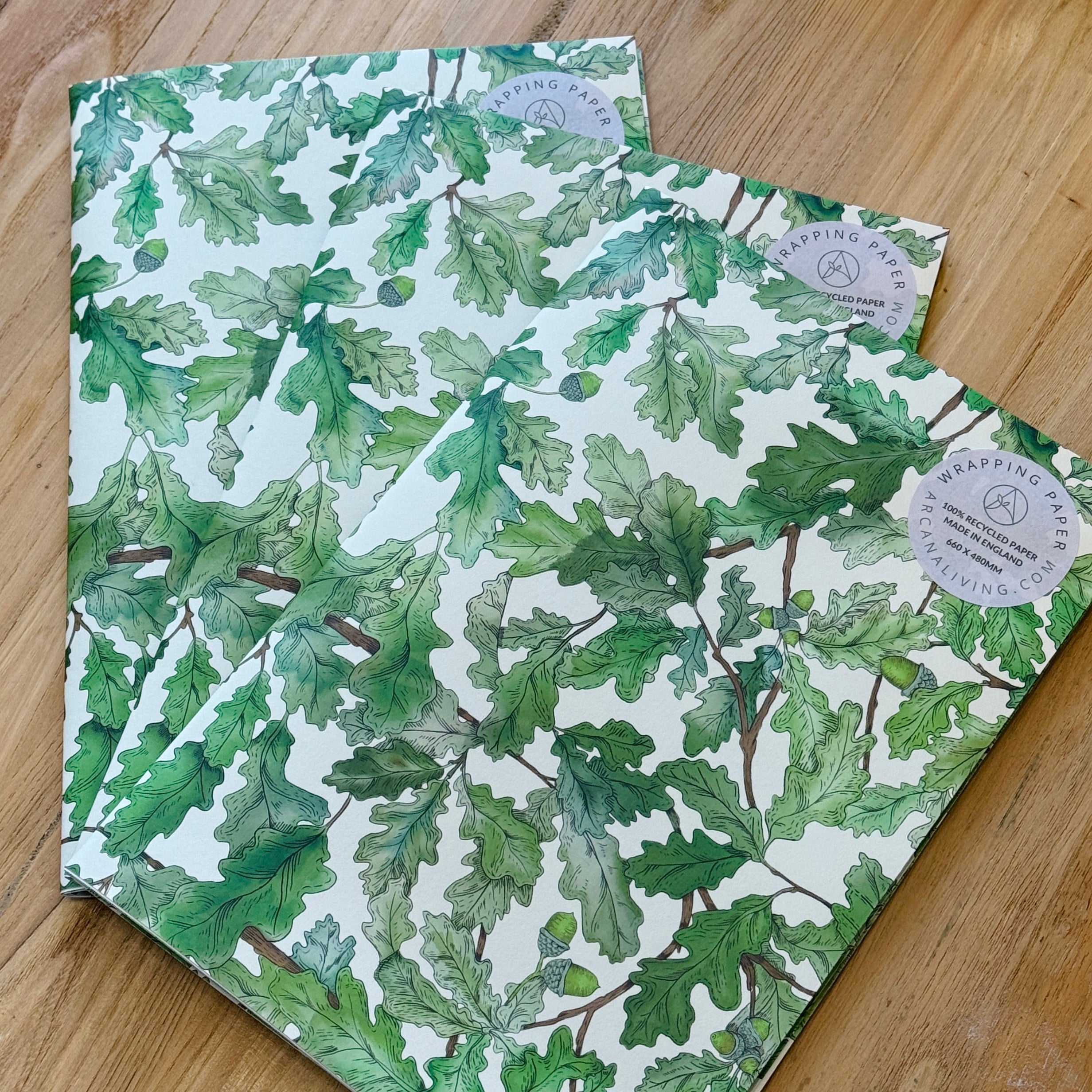 Wild Oak Premium Recycled Wrapping Paper Set