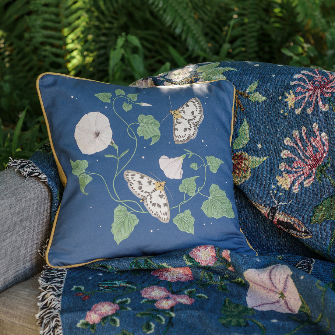 Little Magpie Moth Gold Cushion Cover