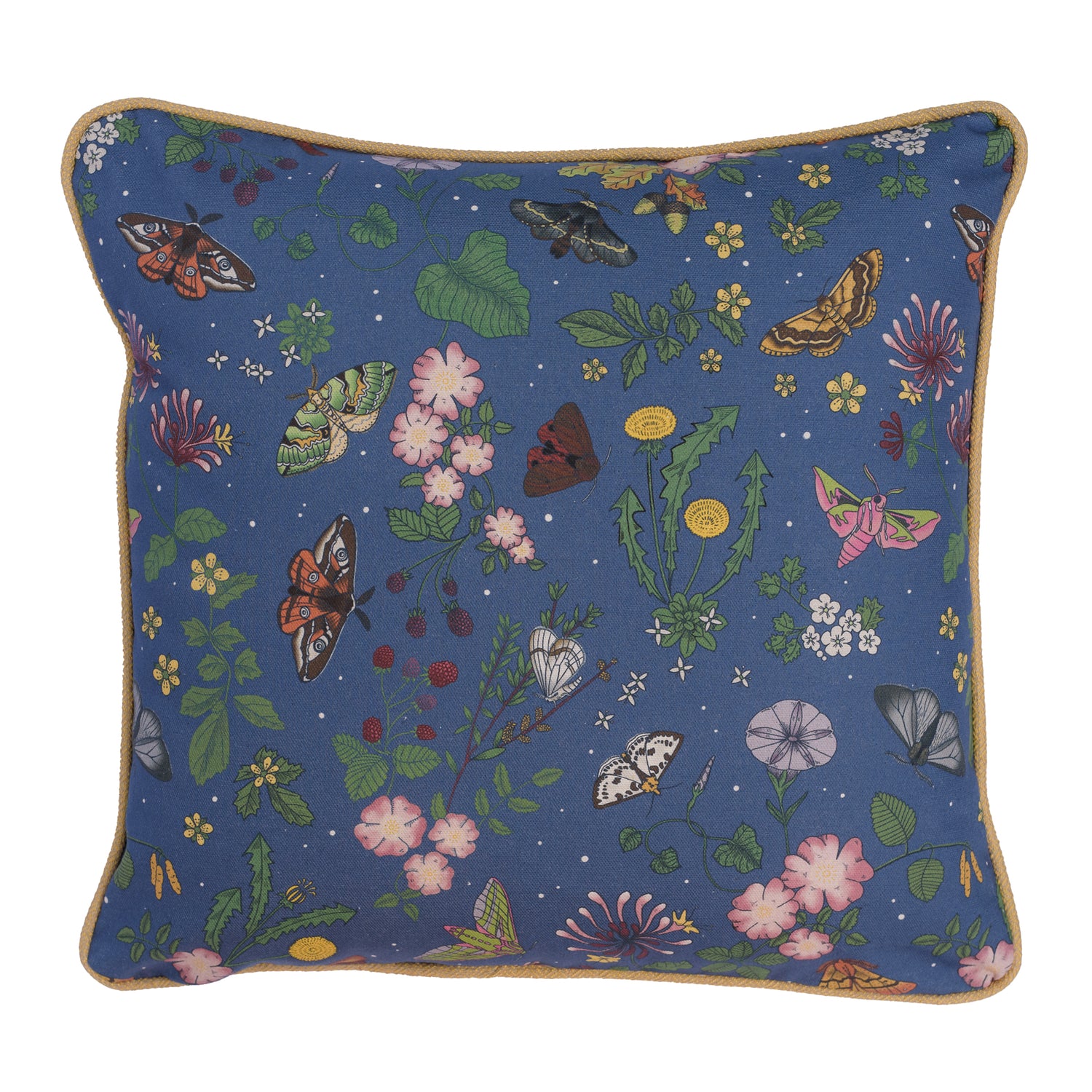 Night Garden Pattern Gold Edged Cushion Cover