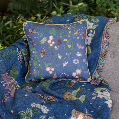 Night Garden Pattern Gold Edged Cushion Cover