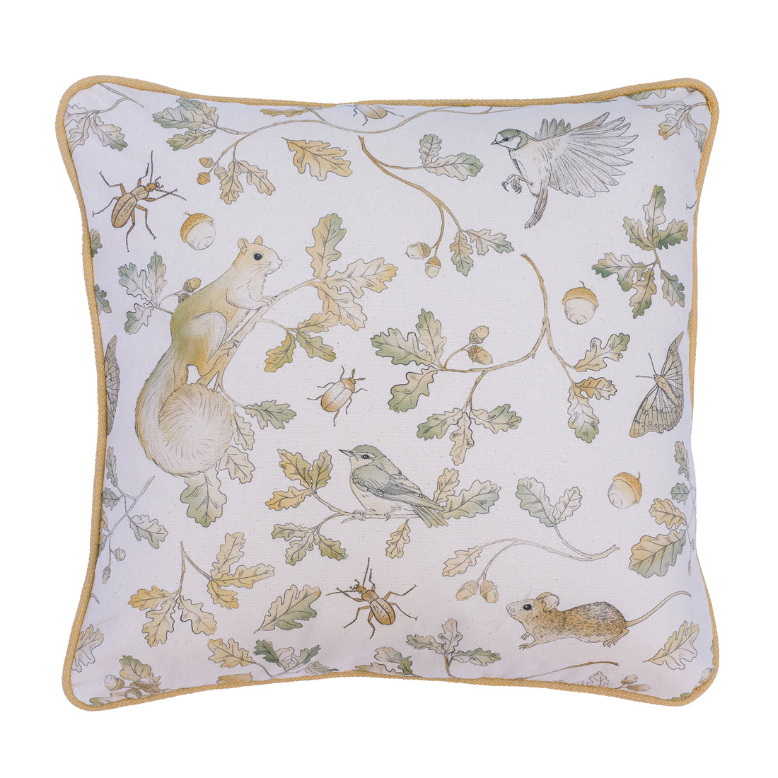 Wild Oak Pattern Gold Edged Cushion Cover